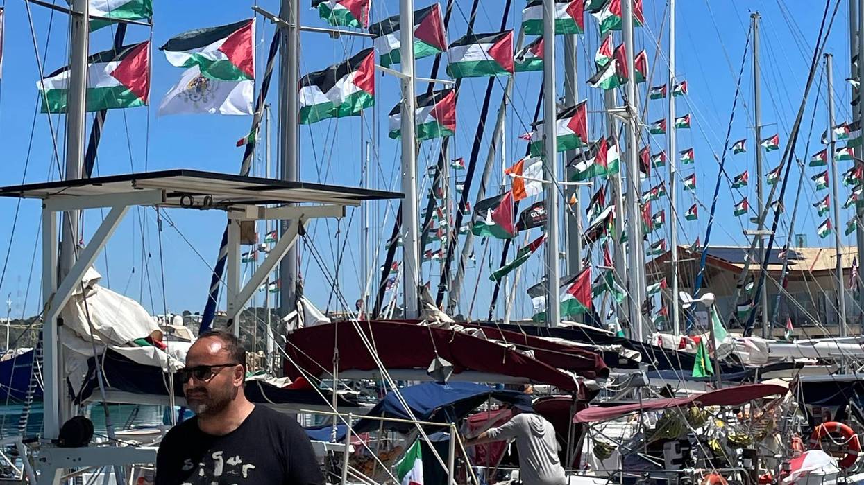 Boats from the Global Sumud Flotilla in Italy.