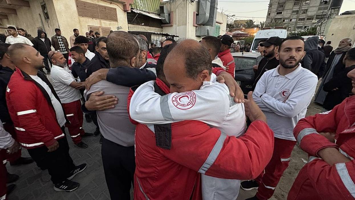 Bodies of civil defense members killed by Israel in Gaza brought to Nasser Hospital