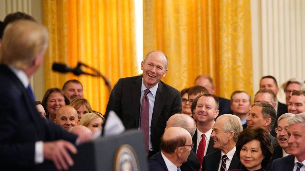 Boeing CEO Dave Calhoun and politicians.