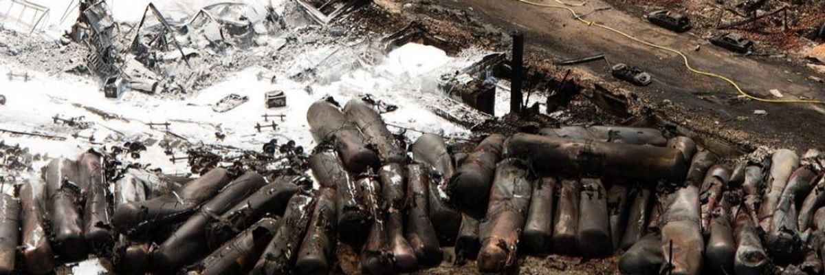 Bomb Trains: Derailment and explosion in the town of Lac Megantic, Quebec in July of 2013