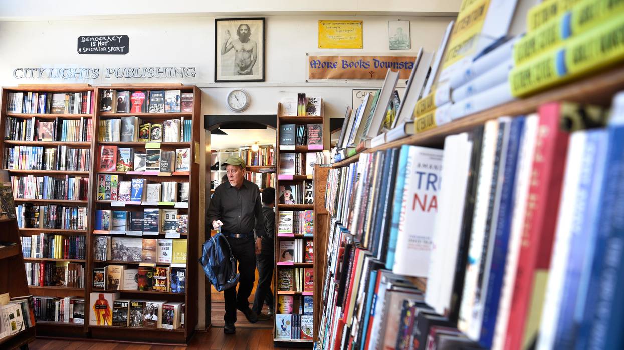 Books in a bookstore.