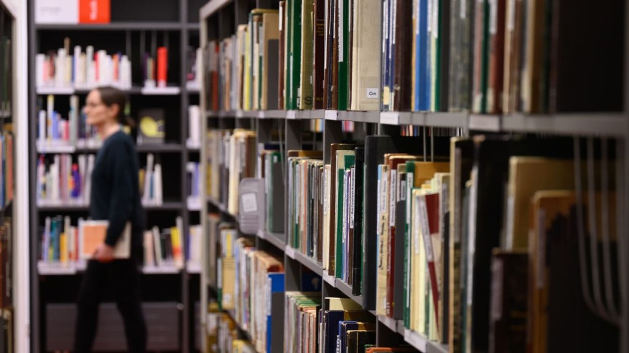 Books on a libray shelf