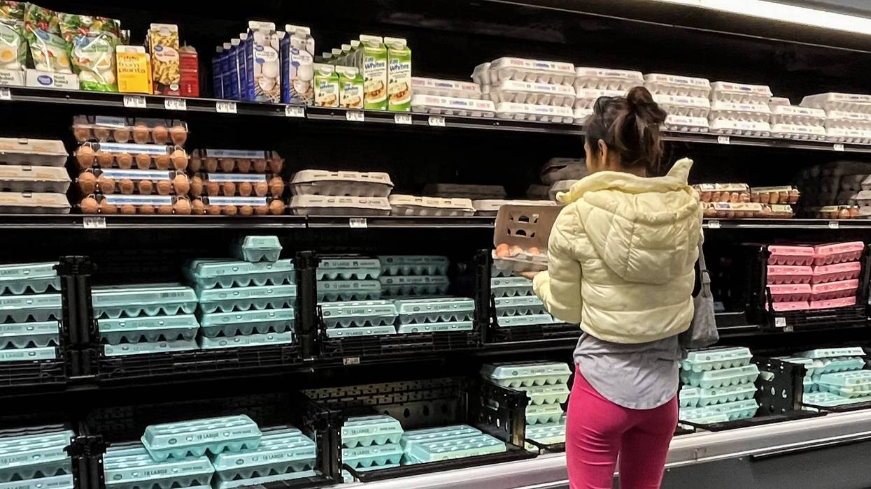 Boxes of eggs are seen at a Walmart supermarket