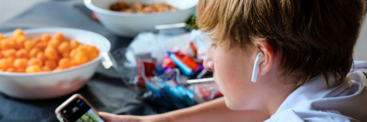 Boy looking at smartphone