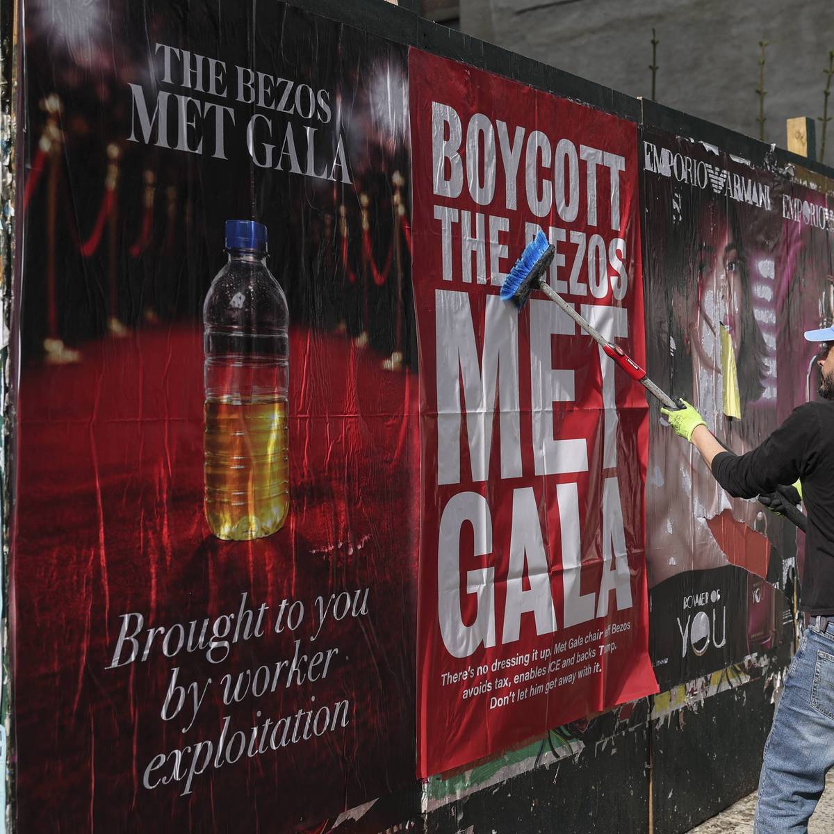 Boycott the Bezos Met Gala sign