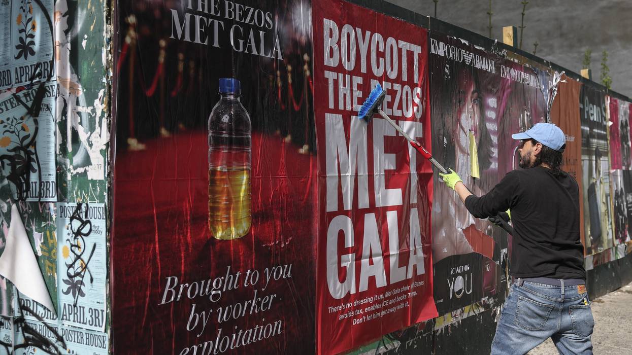 Boycott the Bezos Met Gala sign