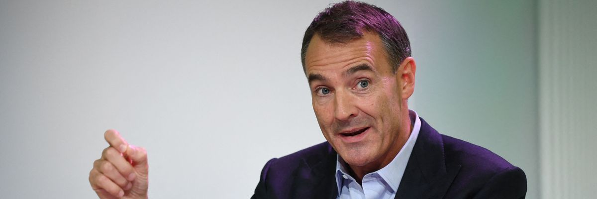 BP CEO Bernard Looney speaks during an event in London on February 12, 2020.