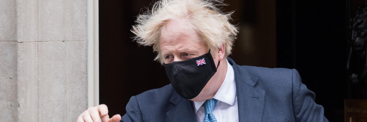 British Prime Minister Boris Johnson leaves 10 Downing Street for a press conference at the House of Commons on July 14, 2021 in London, England. (Photo: Wiktor Szymanowicz/Barcroft Media via Getty Images)