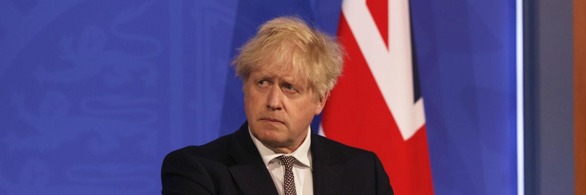 British Prime Minister Boris Johnson speaks at a press conference