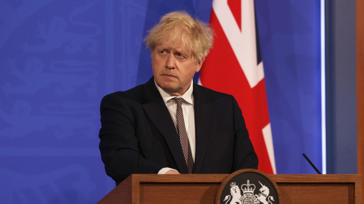 British Prime Minister Boris Johnson speaks at a press conference