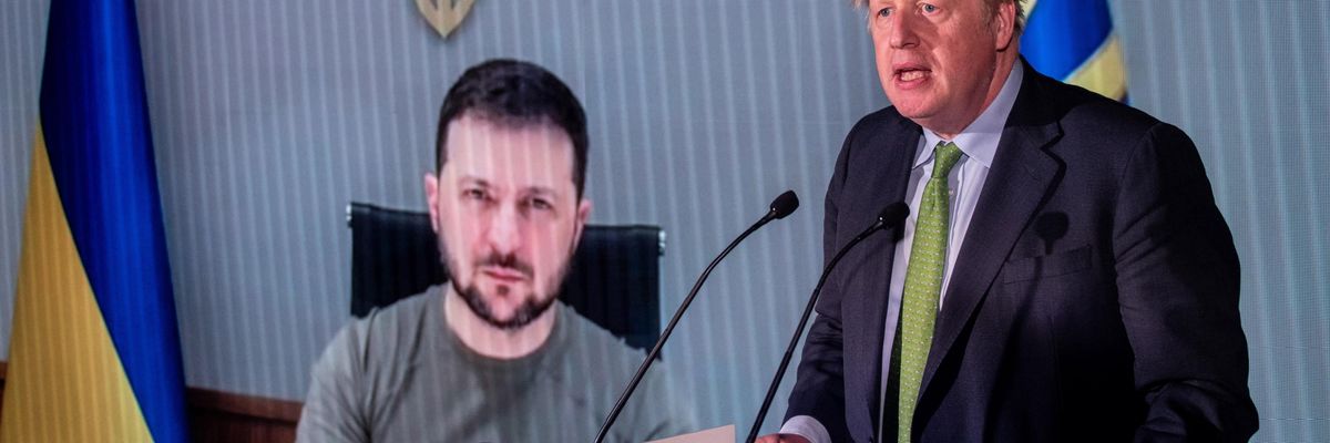 British Prime Minister Boris Johnson speaks at an event