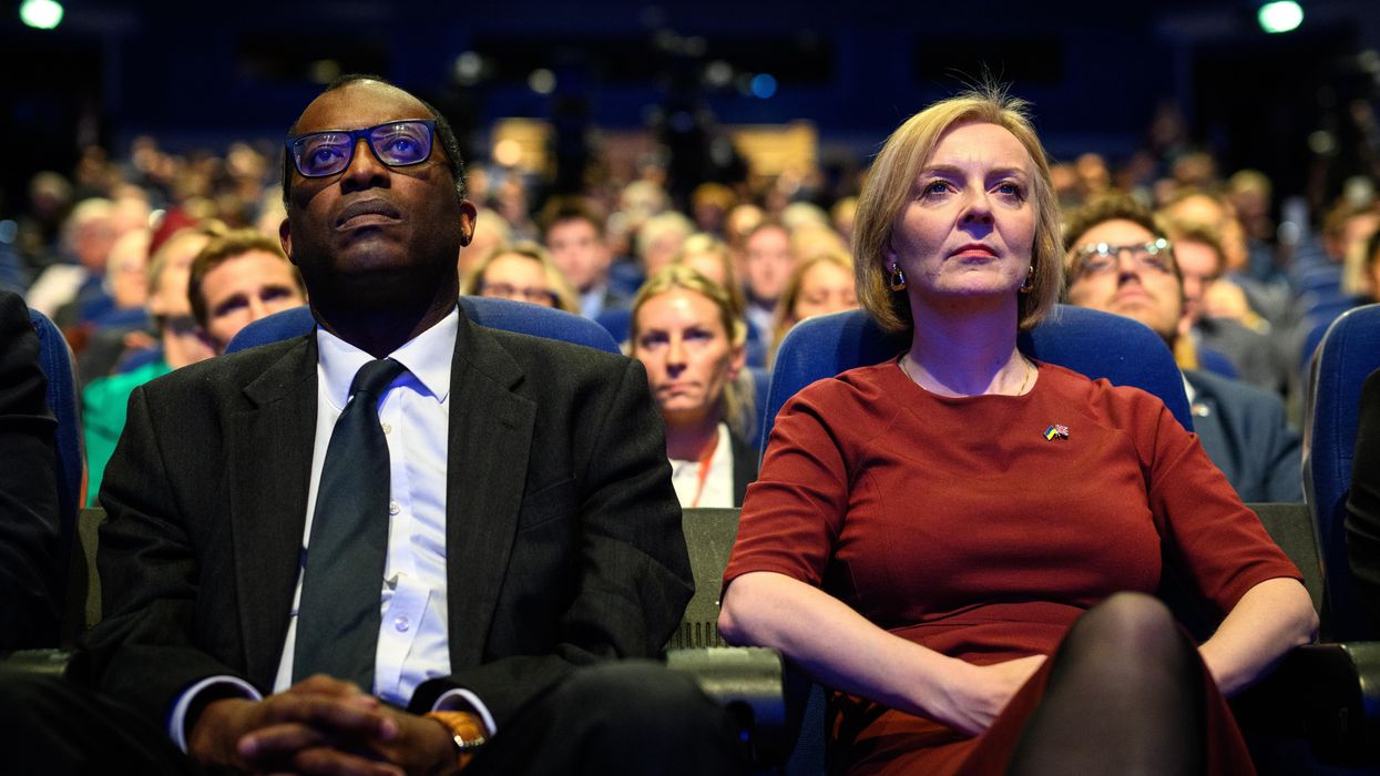 British Prime Minister Liz Truss and Chancellor of the Exchequer Kwasi Kwarteng attend the annual Conservative Party conference on October 2, 2022 in Birmingham, England.