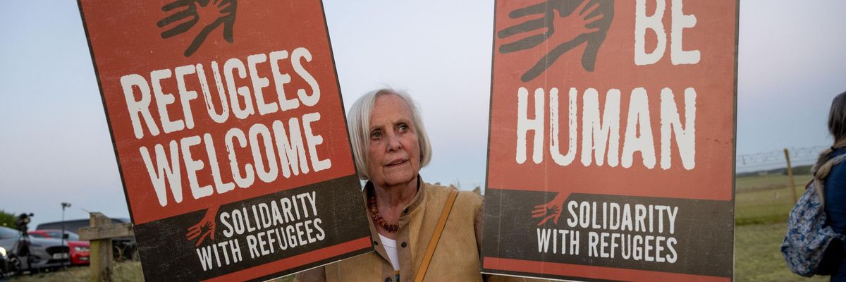 British woman protests deportations