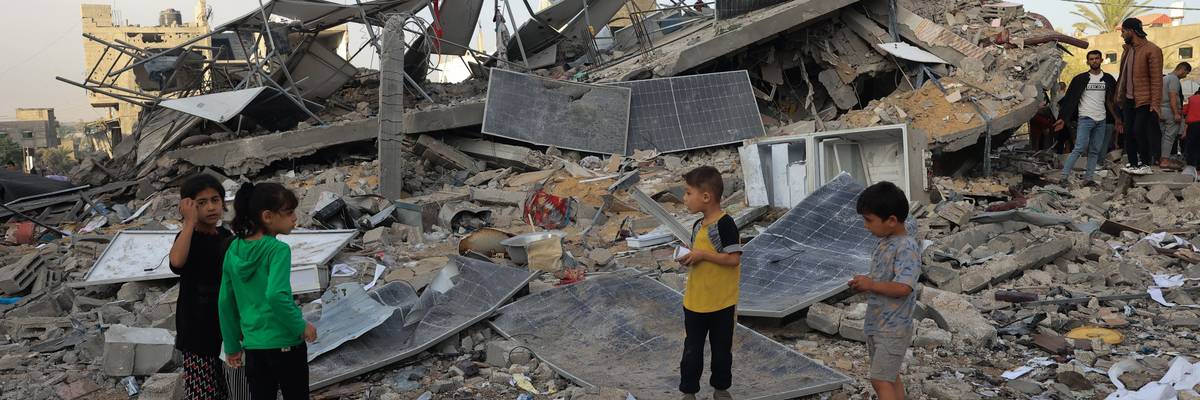 Broken solar panels in Gaza.