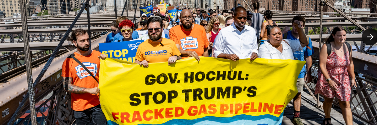 Brooklyn Bridge protest against the Williams Pipeline