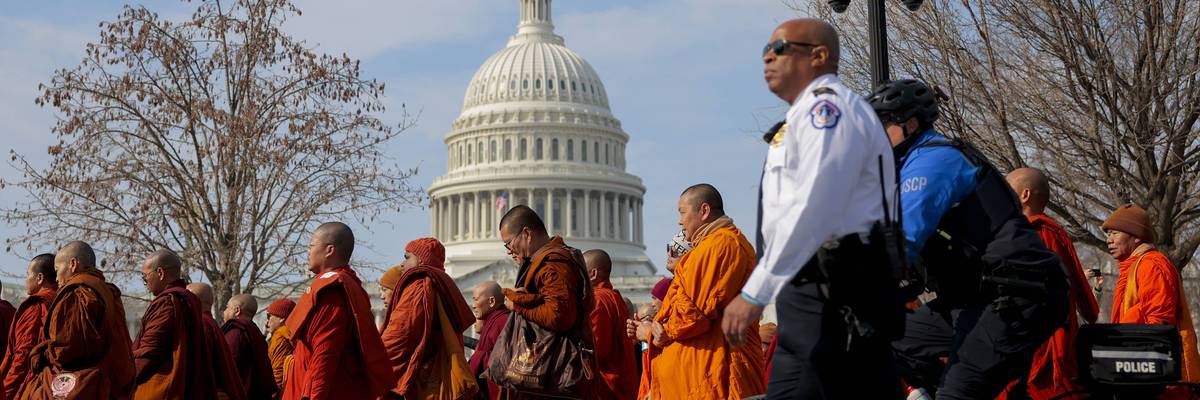 Buddhist Monks On "Walk For Peace" Reach Washington DC