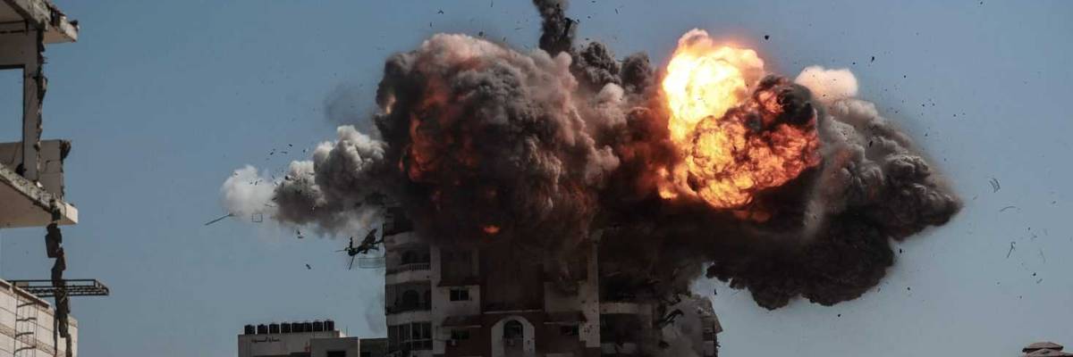 Building in Gaza exploded by Israel bombs