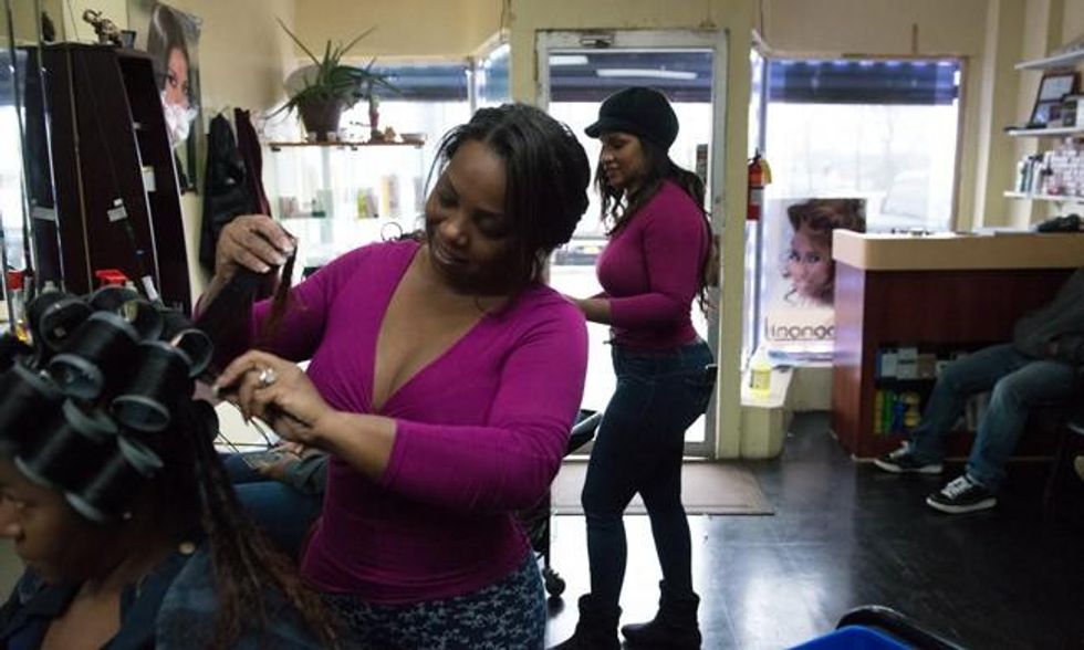 Businesses in Wyandanch, Long Island, are hopeful that the development around the train station will boost the local economy. Photo by Stephanie Keith.