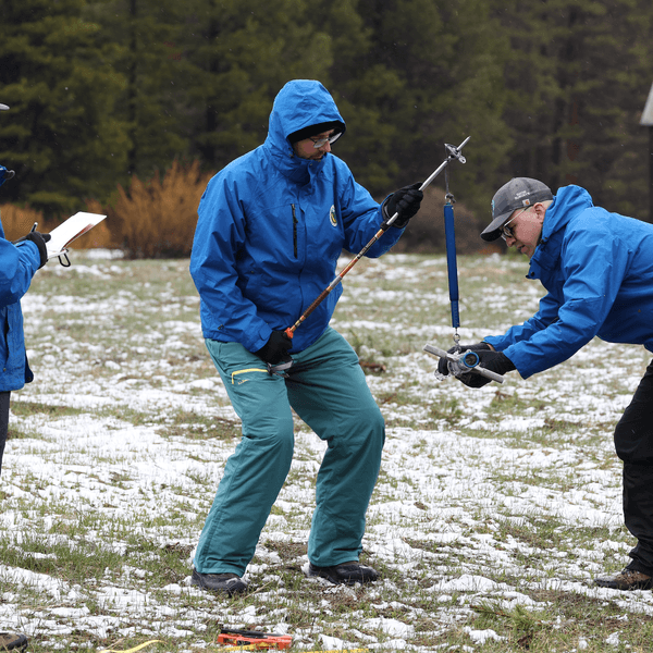 California Department of Water Resources personnel take April snowpack measurements