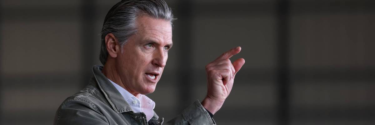 California Governor Gavin Newsom Speaks At News Conference In San Diego