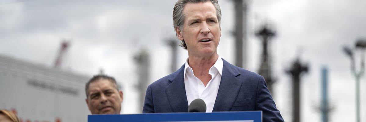 California Governor Gavin Newsom tours World Energy a low-carbon solutions provider in Paramount CA.