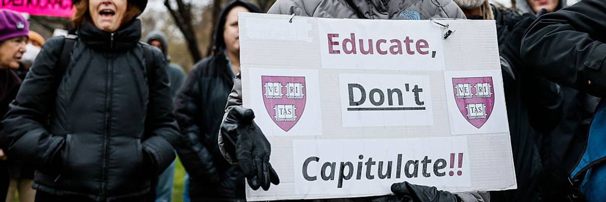 Cambridge protesters urge Harvard not to concede to Trump demands: 'We have some demands, too. Back off.'