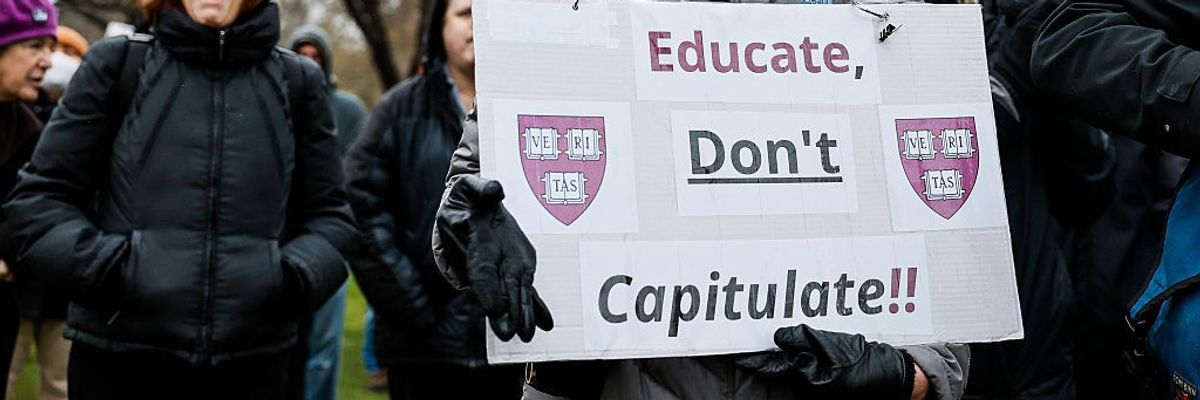 Cambridge protesters urge Harvard not to concede to Trump demands: 'We have some demands, too. Back off.'