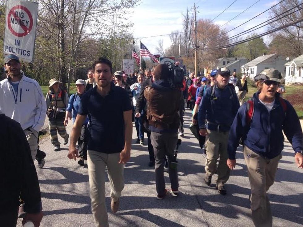 Campaign Director, Kai Newkirk, leads Democracy Spring marchers near Elkridge, MD
