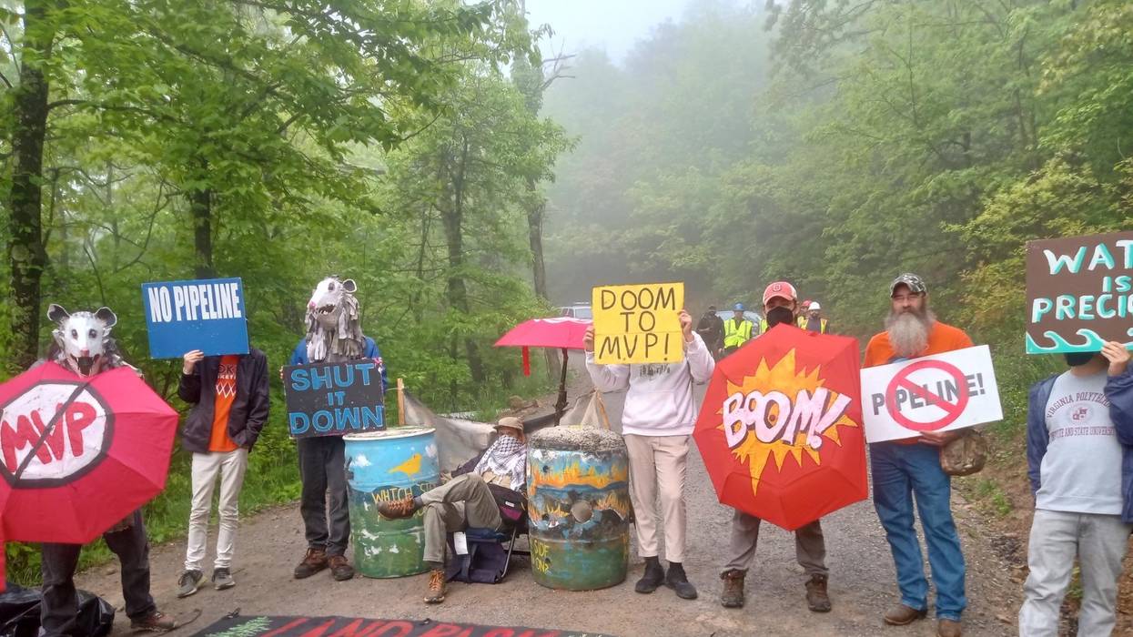 Campaigners block access to the Mountain Valley Pipeline easement