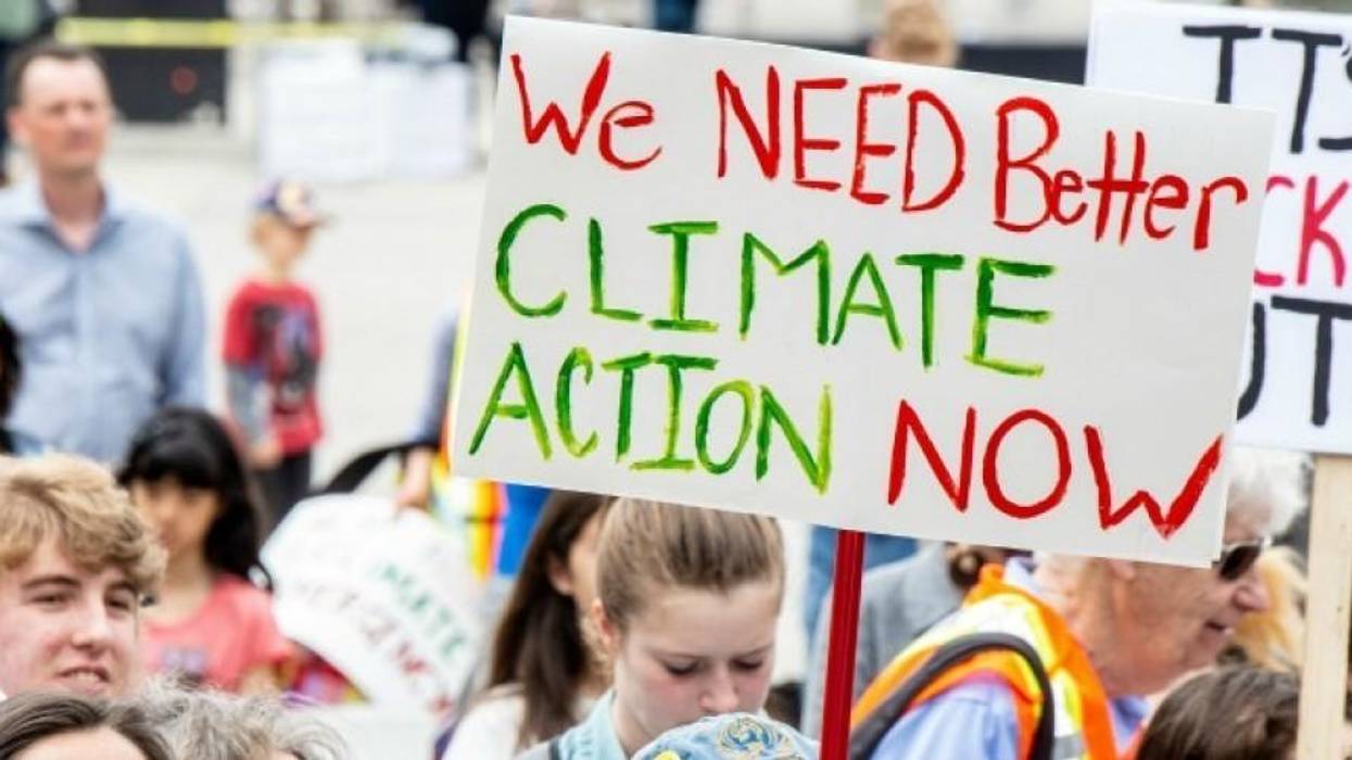 Campaigners demand far-reaching climate action at a rally.