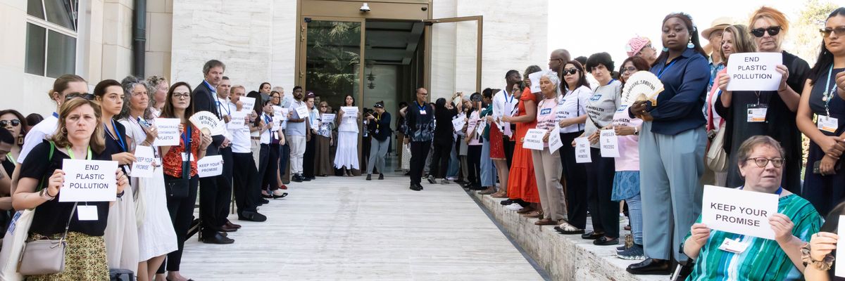 Campaigners demand that negotiators fix the Global Plastics Treaty process in Geneva, Switzerland