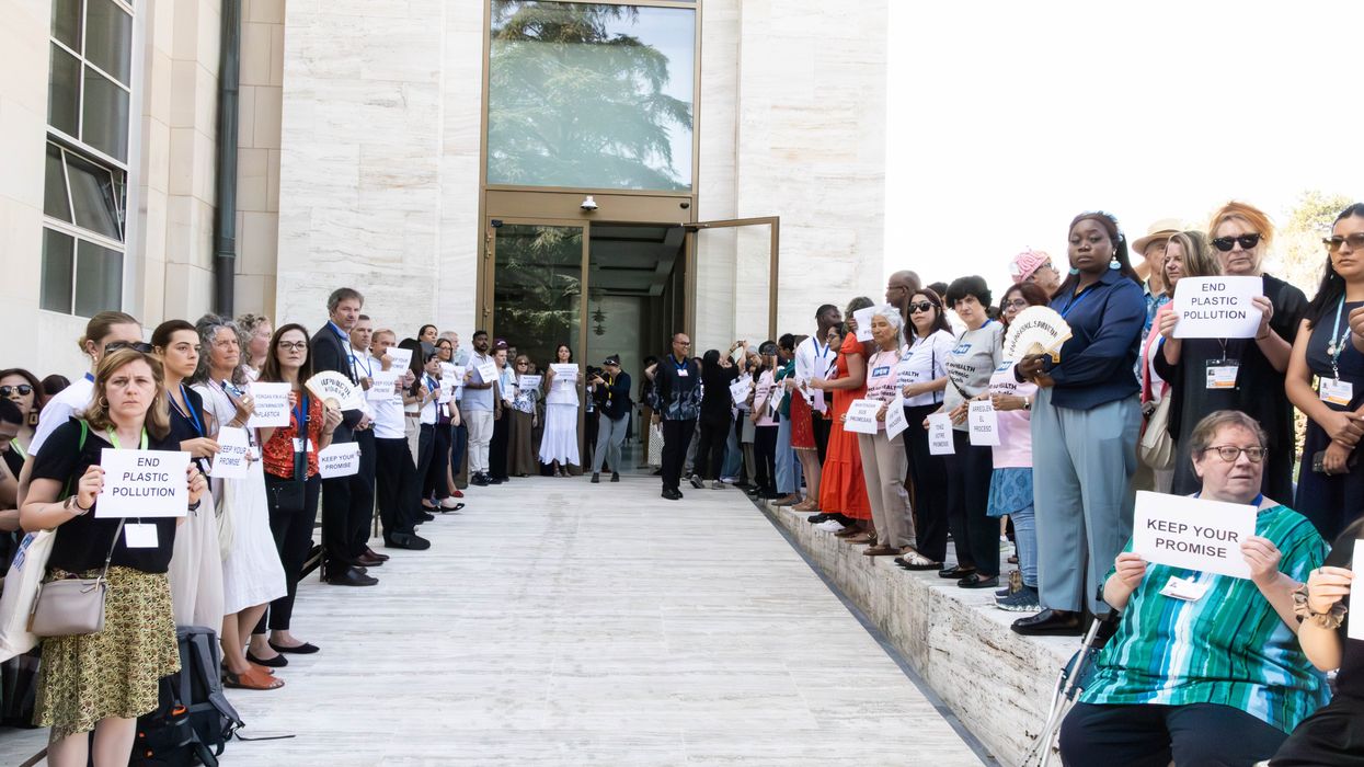 Campaigners demand that negotiators fix the Global Plastics Treaty process in Geneva, Switzerland
