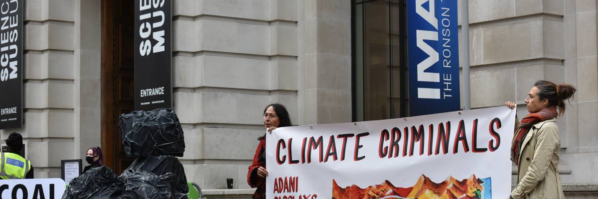 Campaigners outside the London Science Museum