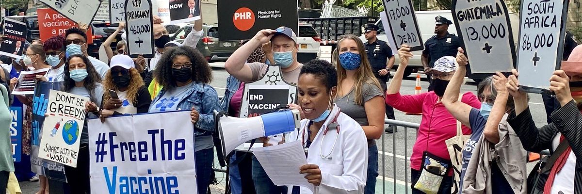 Campaigners protest vaccine apartheid in New York City
