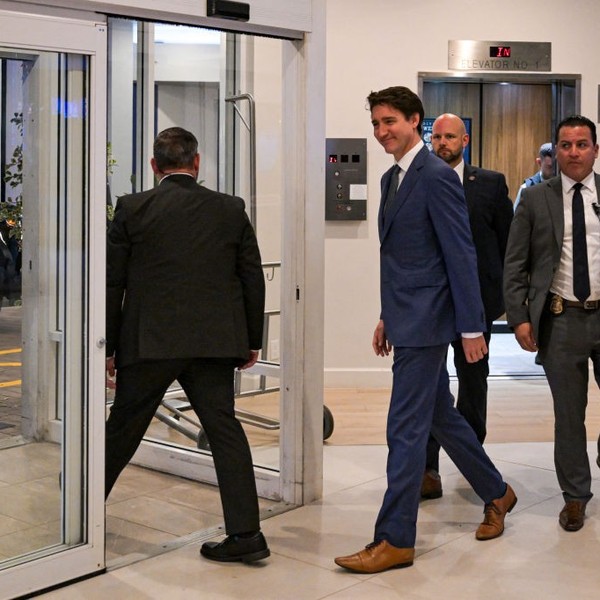 Canadian Prime Minister Justin Trudeau leaves his hotel to meet U.S. President-elect Donald Trump