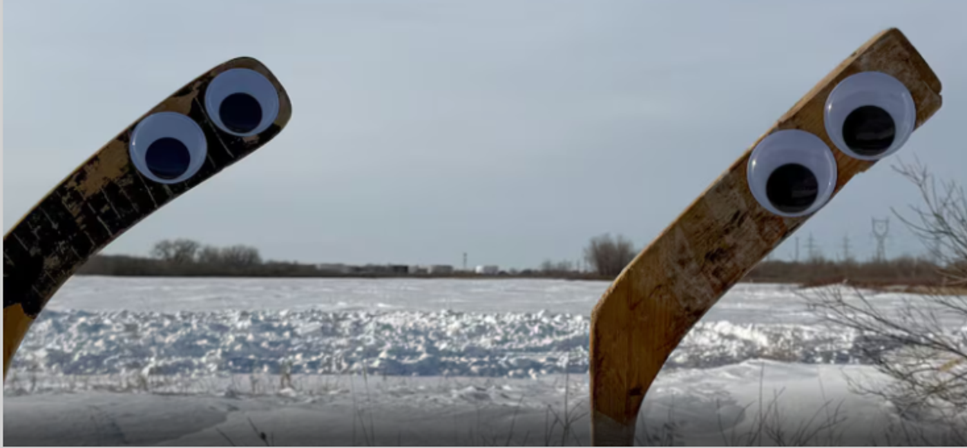 Canadians are putting up googly-eyed hockey stick sentries at the Manitoba border to reassure King Donald