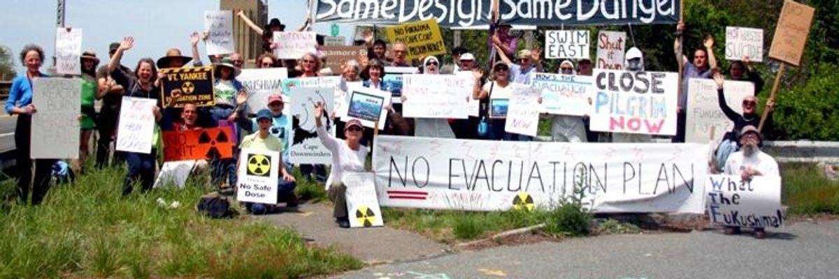 CapeDownwinders rally at the Sagamore Bridge in Massachusetts