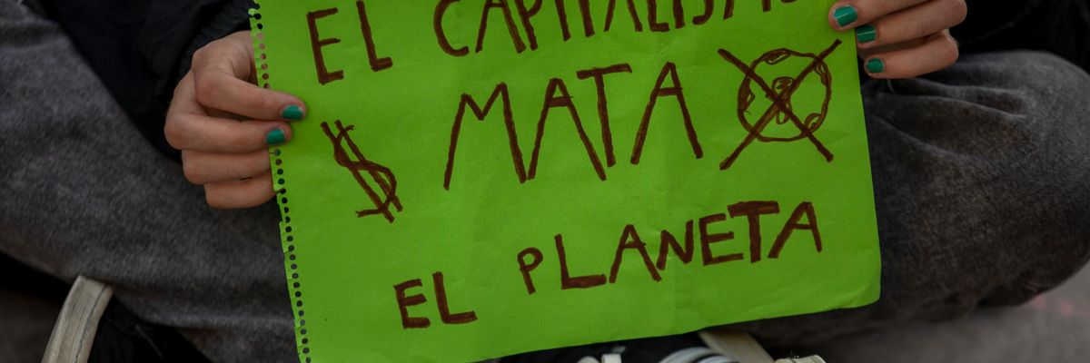 Capitalism kills the planet sign