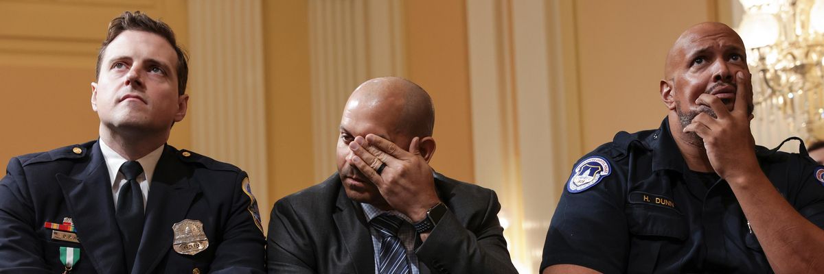 Capitol police officers listening during Jan.6 hearing