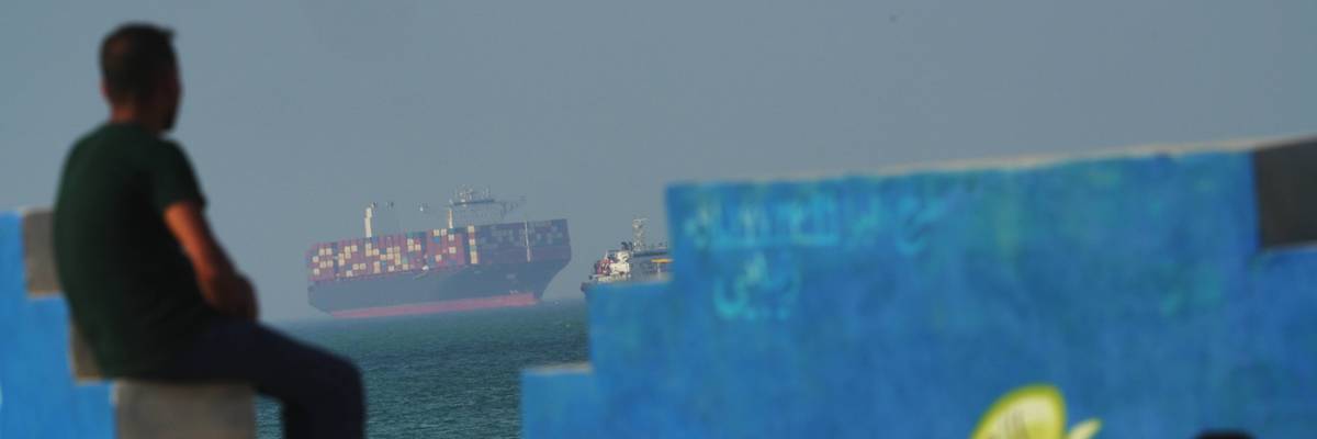 Cargo boat natigates sea