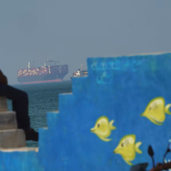 Cargo boat natigates sea