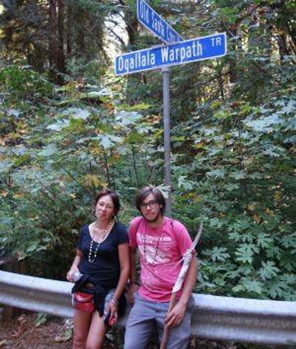 Caroline Ward-Holland and Kagen Holland on the road to Santa Cruz, Calif. (Photo: Walk for the Ancestors)