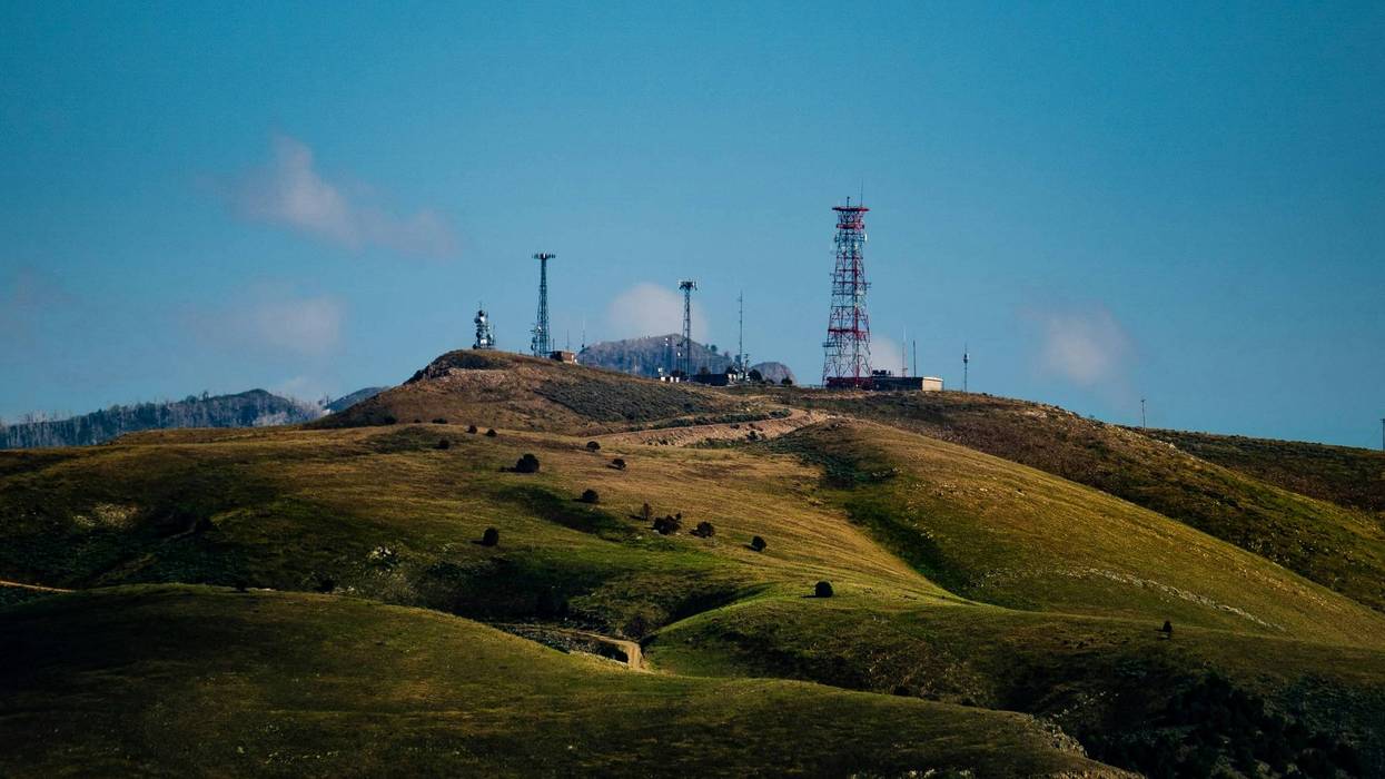 Cell towers on hillside
