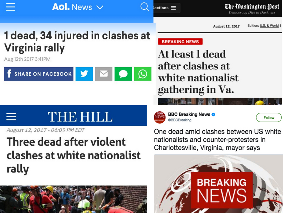 Charlottesville 'Clash' Headlines