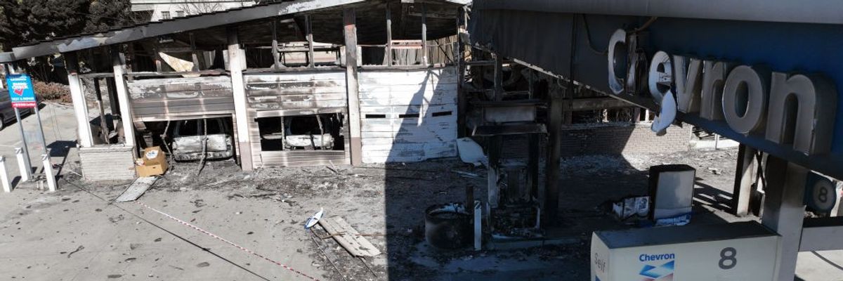 Chevron gas station that burned