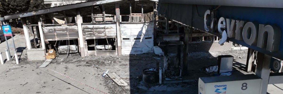 Chevron gas station that burned