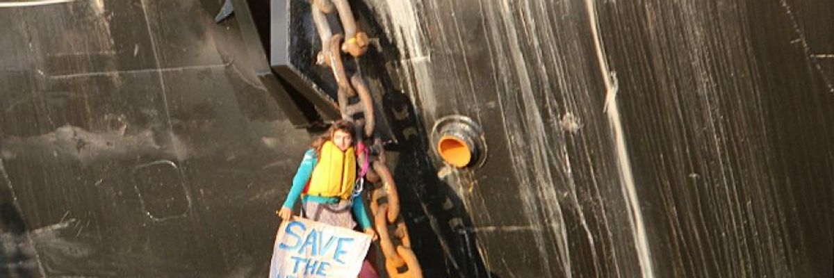 Climate Activist Who Chained Herself to Shell Vessel Argues Necessity Defense