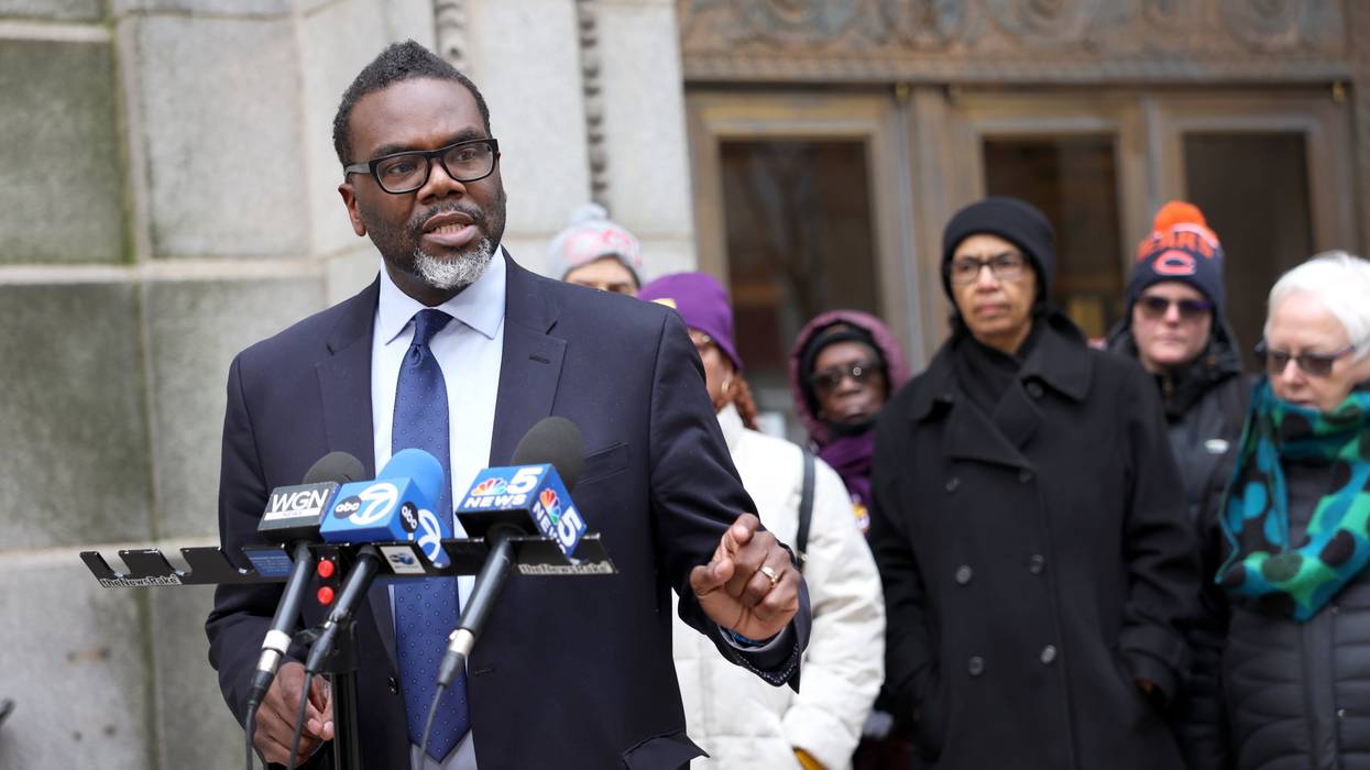 Chicago mayoral candidate and Cook County commissioner Brandon Johnson speaks during a press conference