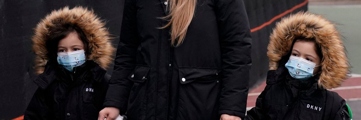 Children arrive at school