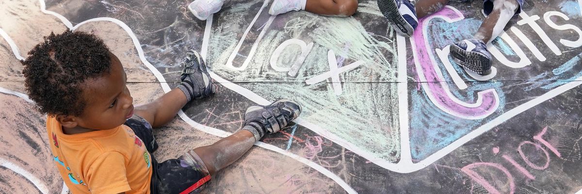 Children at a rally for the child tax credit